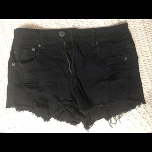 black jean shorts